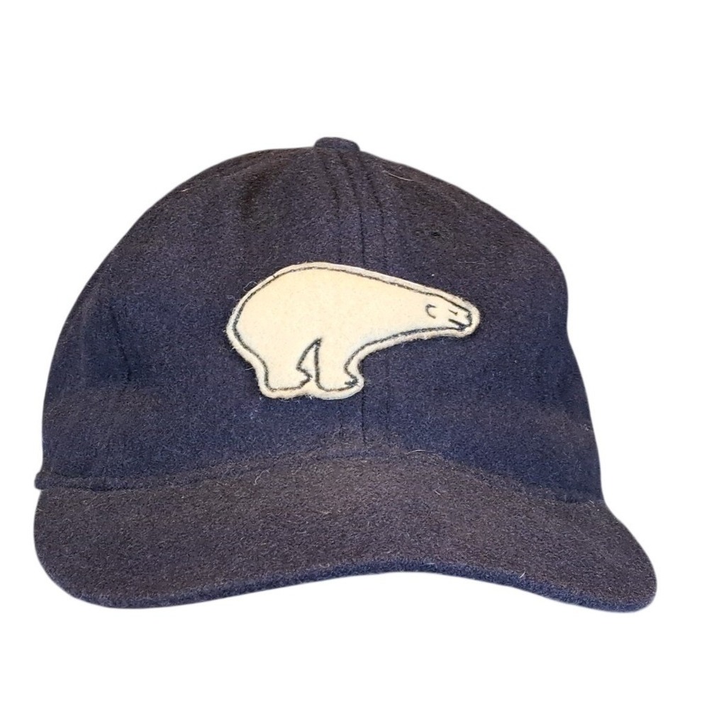 Ebbets Field Flannels Polar Bear Wool Fitted Baseball Hat Navy Blue Size 7 1/2
